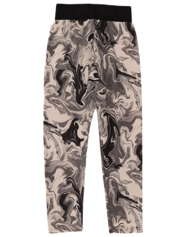 Nike Womens Abstract Pattern Leggings UK 12 Medium  Grey Cotton