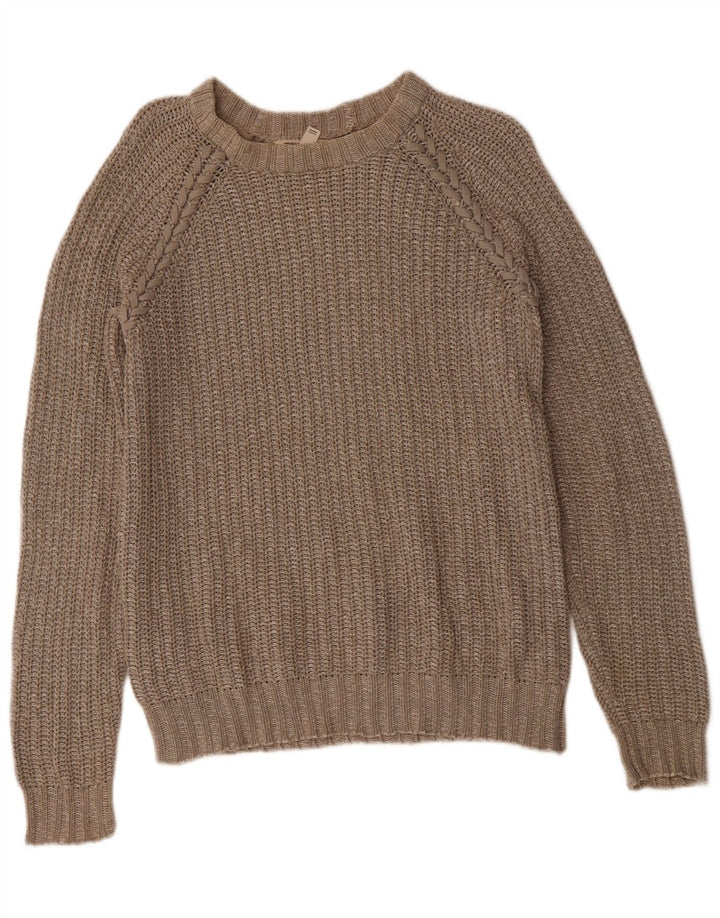 Suéter feminino Billabong com gola canoa EUA 8 algodão cinza médio