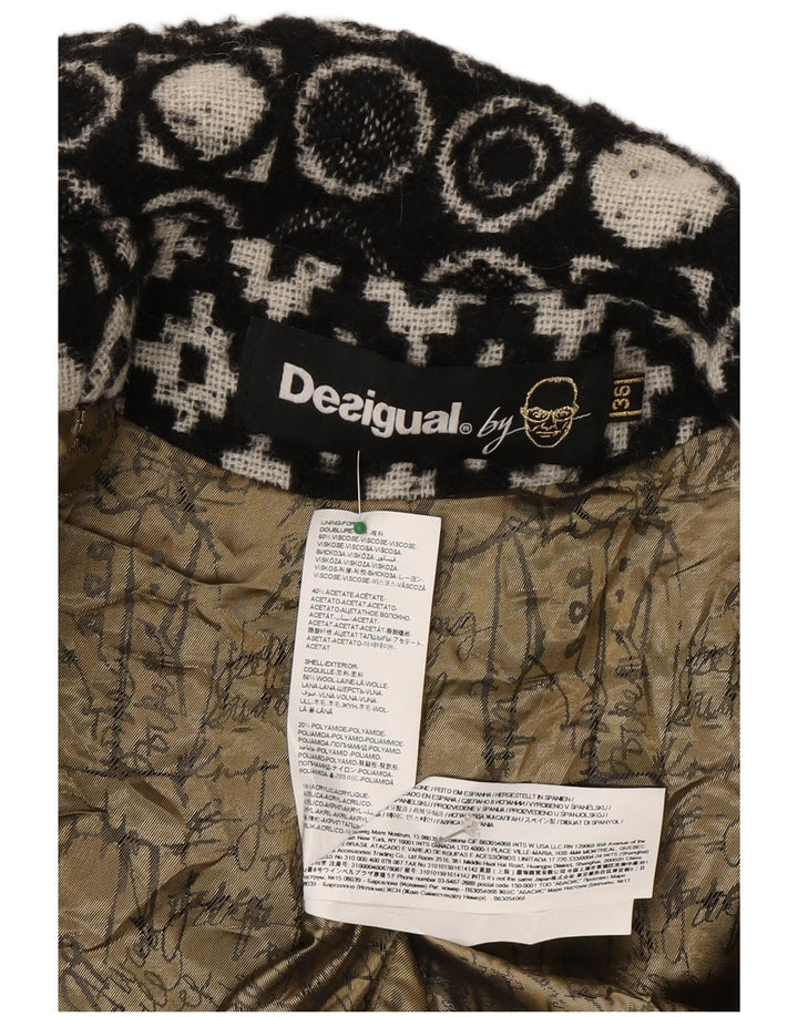 Sobretudo feminino Desigual EU 36 pequeno preto geométrico viscose