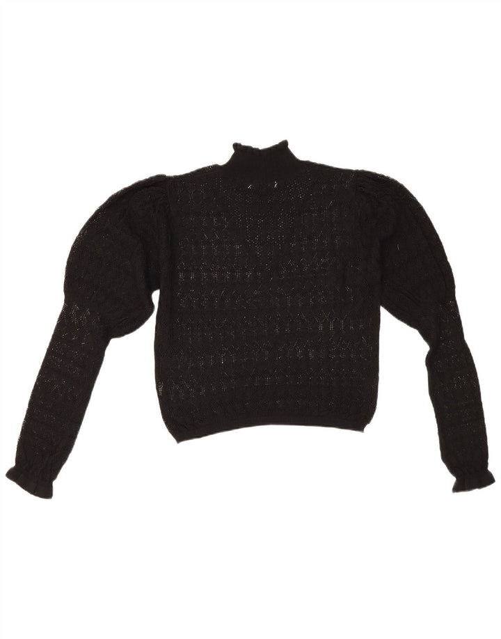 Zara Suéter feminino transparente com gola tartaruga Reino Unido 12 médio preto