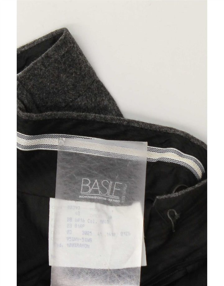 Calça masculina Basile Pegged Suit IT 48 Médio W32 L37 Lã Cinza