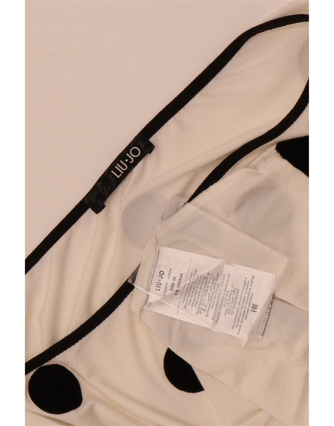 Liu Jo blusa feminina de manga comprida com um ombro IT 42 bolinhas brancas médias