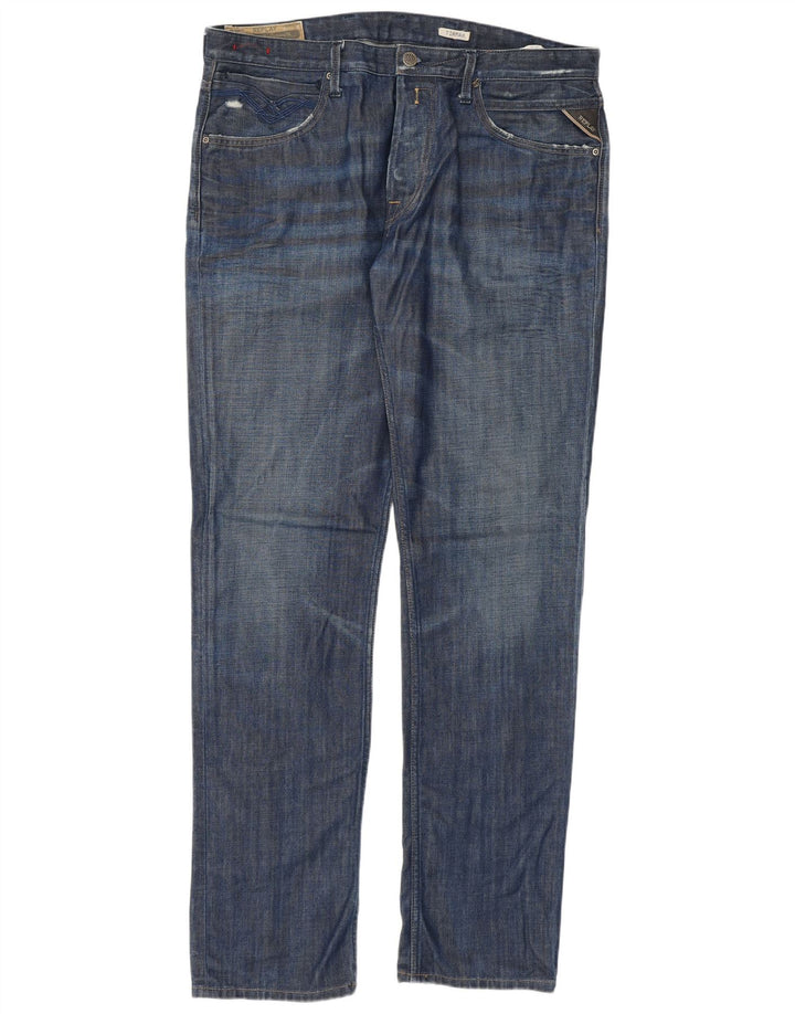 Replay Masculino Tirmar Tapered Jeans W36 L34 Azul Algodão