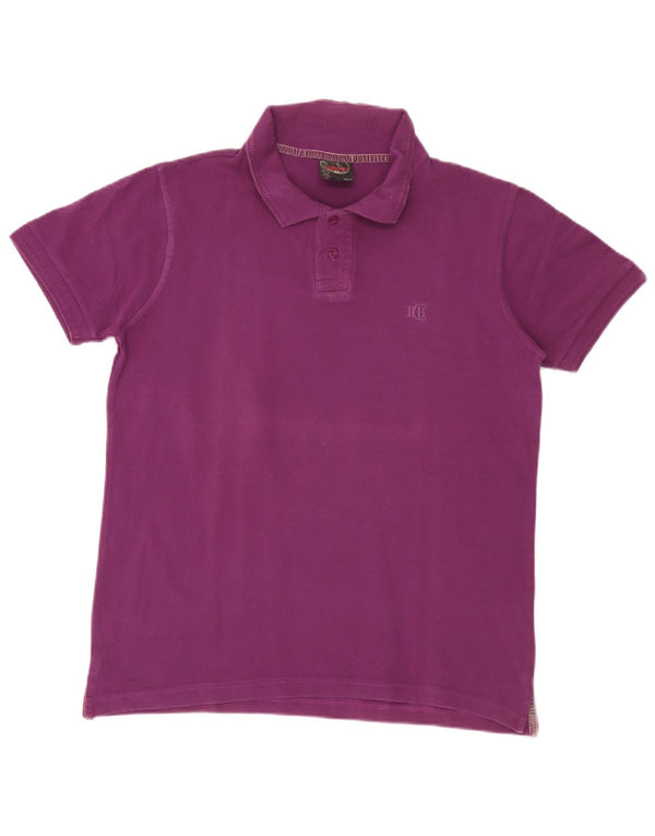 Camisa polo masculina vintage de algodão roxo médio