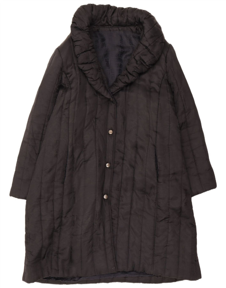 Casaco acolchoado feminino vintage UK 16 grande preto