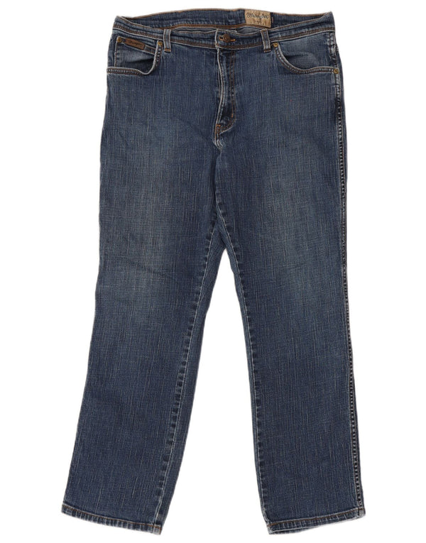 Wrangler Masculino Texas Stretch Straight Jeans W36 L30 Azul Algodão