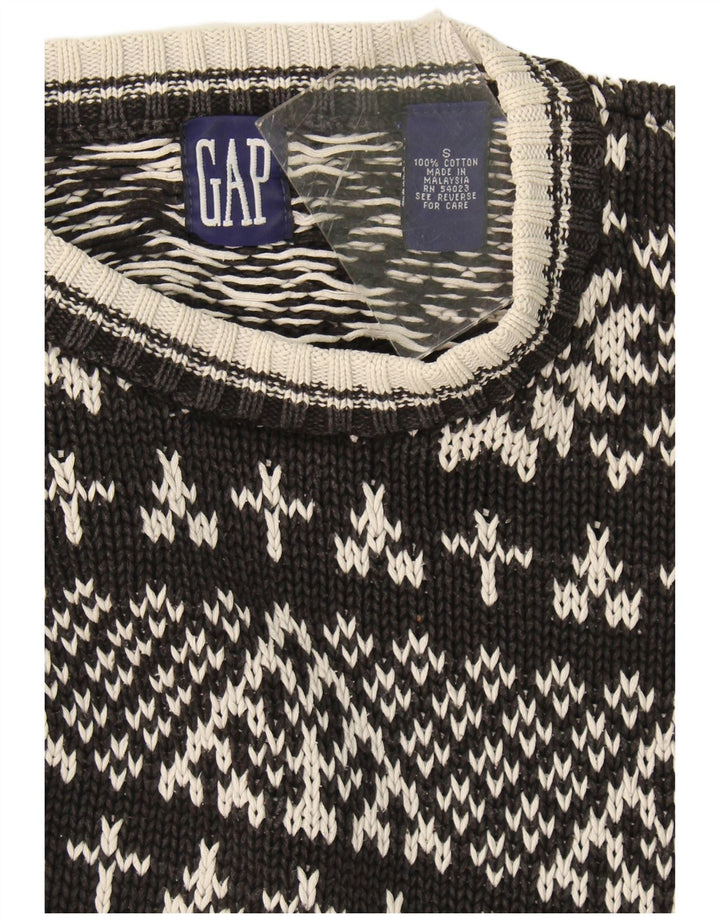 Suéter masculino Gap com gola redonda, pequeno, preto, Fair Isle, algodão