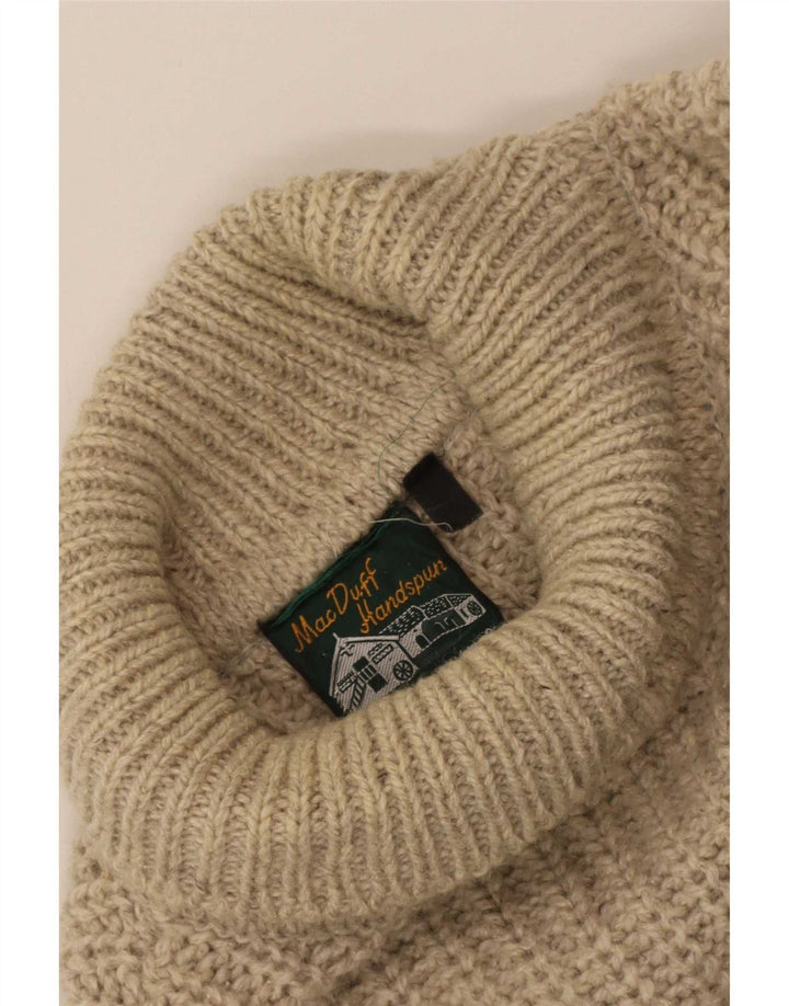 Vintage Mens Roll Neck Jumper Sweater Large Beige