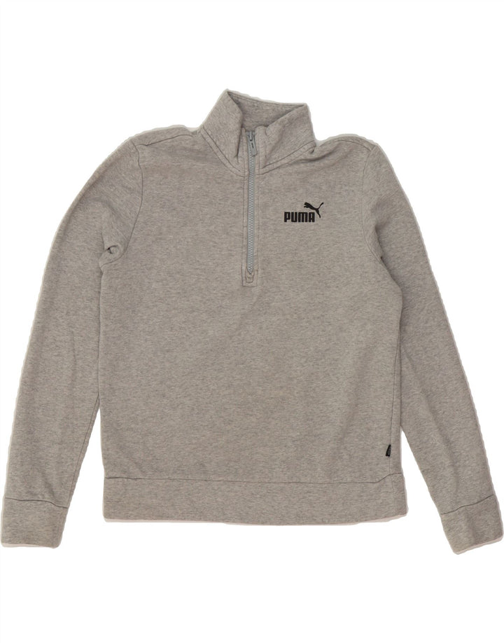PUMA Womens Zip Neck Sweatshirt Jumper UK 6 XS Grey Cotton Vintage Puma and Second-Hand Puma from Messina Hembry 