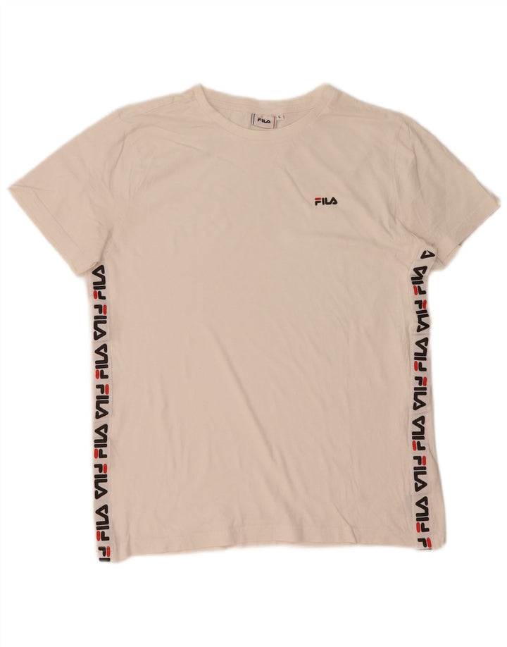Fila Mens Graphic T-Shirt Top Grande Algodão Branco