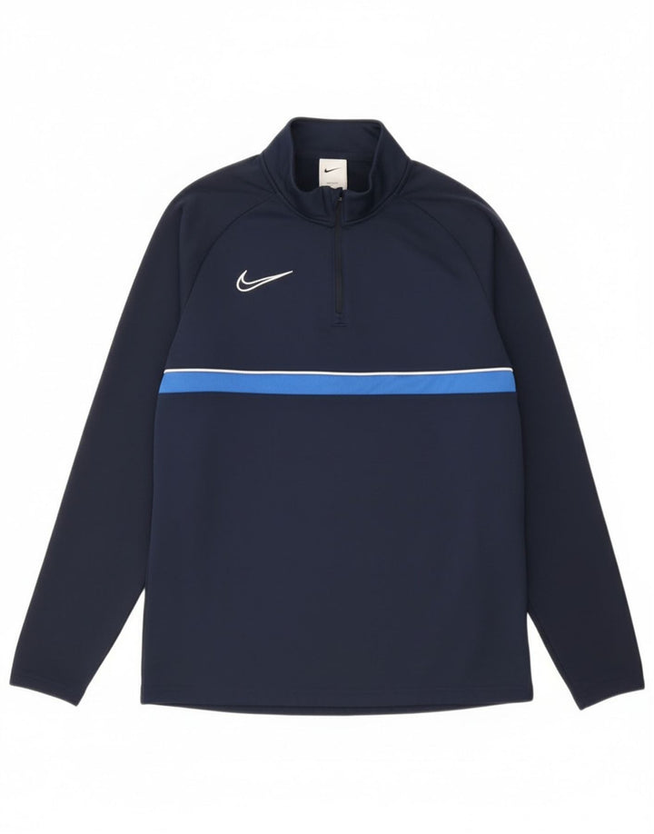 Nike Mens Dri Fit Pullover Treino Top Pequeno Azul Marinho Colourblock