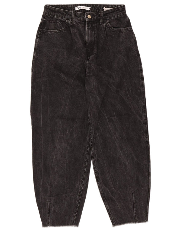 Zara Jeans feminino balão cintura alta EU 36 XS W26 L26 algodão preto