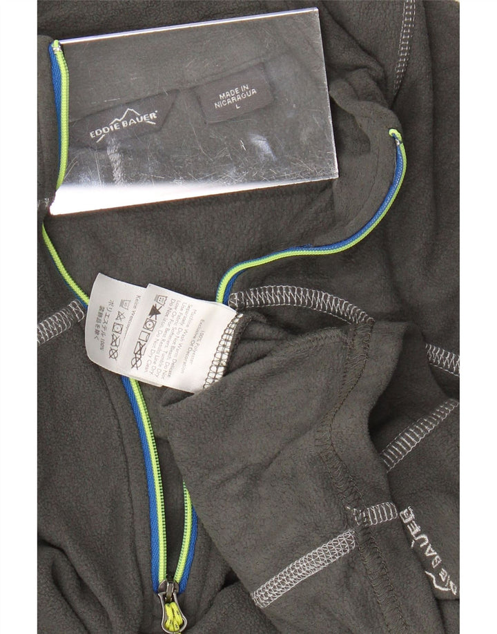 EDDIE BAUER Suéter feminino de lã com zíper e gola UK 16 grande poliéster cinza
