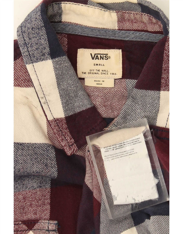 Vans Camisa masculina de flanela pequena xadrez multicolorida de algodão