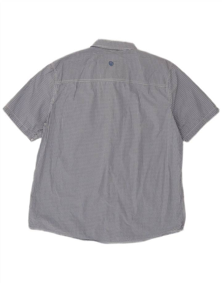 Camisa masculina de manga curta Fat Face XL azul algodão guingão