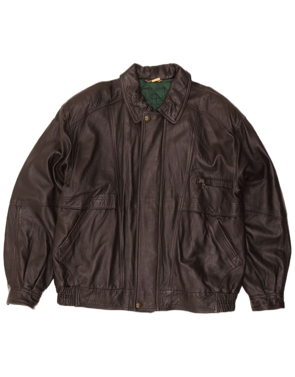 Vintage Mens Leather Jacket IT 56 3XL Brown