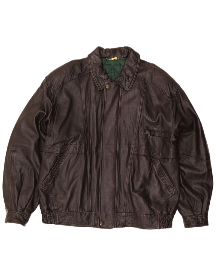 Jaqueta de couro masculina vintage IT 56 3XL marrom
