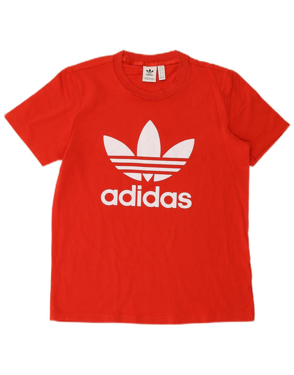 ADIDAS Womens Graphic T-Shirt Top UK 12 Médio Algodão Vermelho