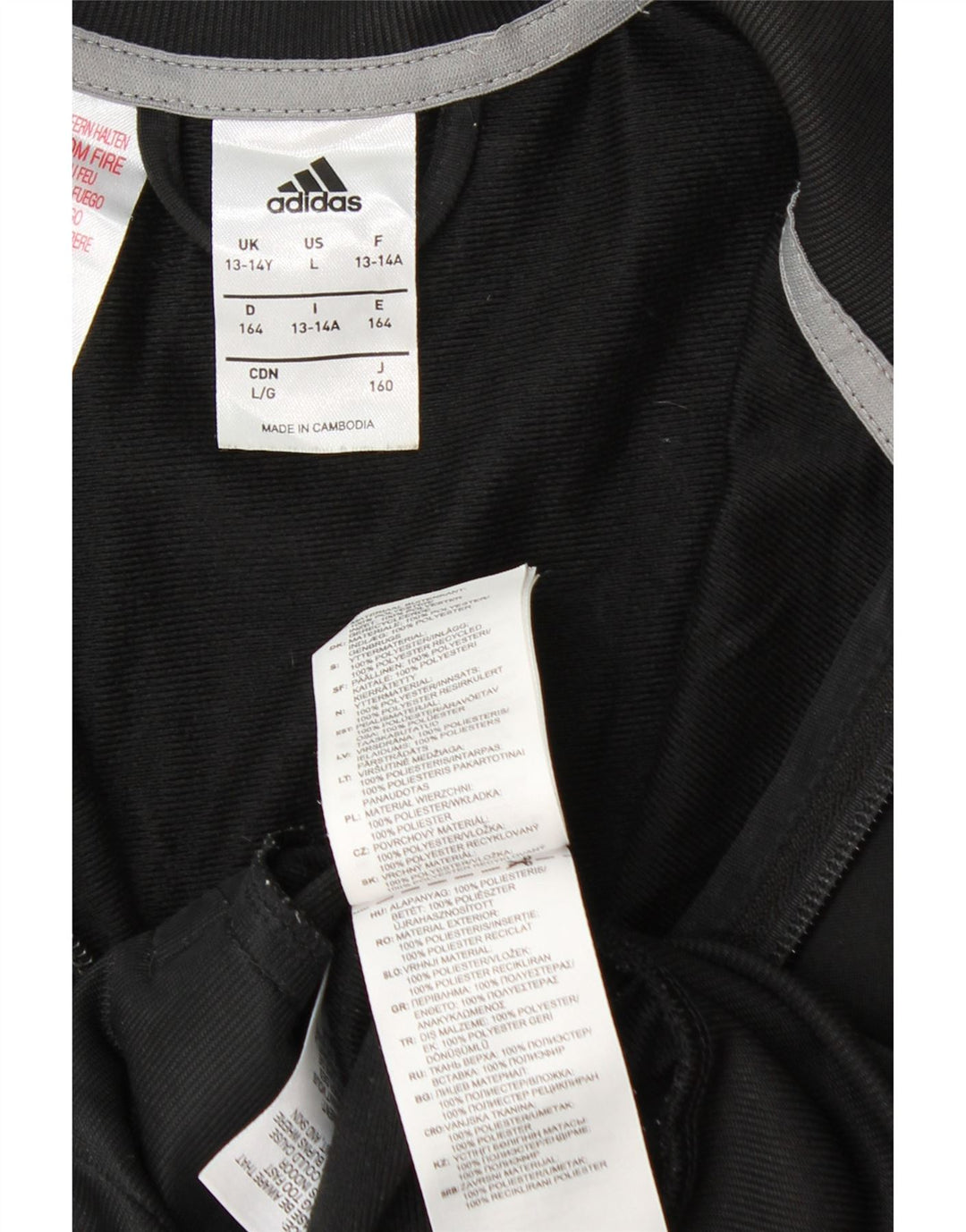 ADIDAS Boys Tracksuit Top Jacket 13-14 Years  Black Colourblock Polyester
