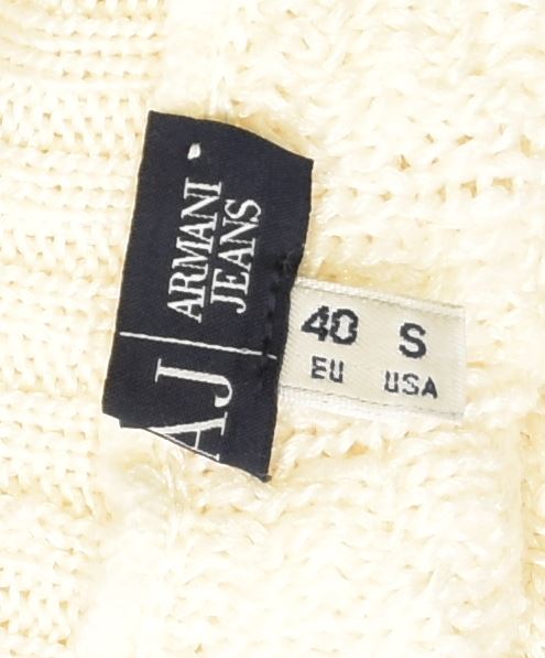 Suéter feminino ARMANI JEANS com gola redonda UE 40 médio off white