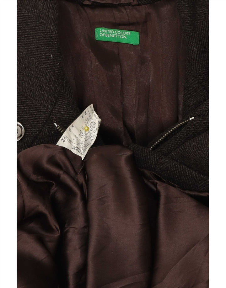 Sobretudo feminino Benetton IT 42 lã espinha de peixe marrom médio