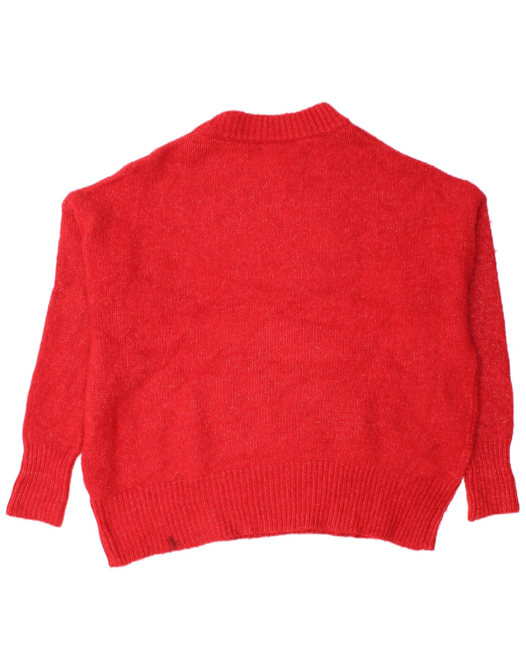ZARA Suéter feminino oversized com gola redonda Reino Unido 10 pequeno acrílico vermelho