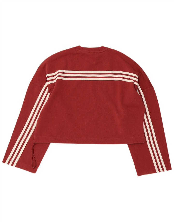 Adidas Womens Crop Oversized Sweatshirt Jumper Reino Unido 8/10 Pequeno Borgonha
