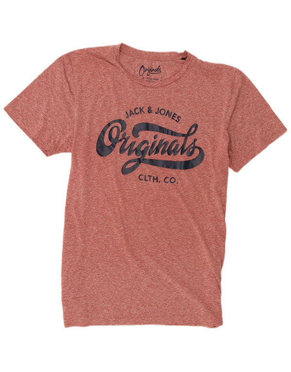 Camiseta masculina gráfica Jack & Jones grande poliéster manchado marrom