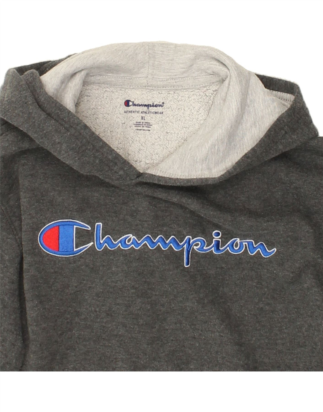 CHAMPION Womens Graphic Hoodie Jumper UK 18 XL Grey Cotton Vintage Champion and Second-Hand Champion from Messina Hembry 