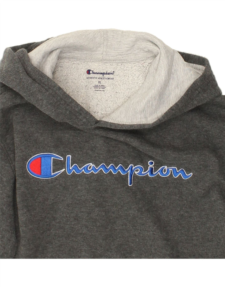 CHAMPION Womens Graphic Hoodie Jumper UK 18 XL Grey Cotton Vintage Champion and Second-Hand Champion from Messina Hembry 