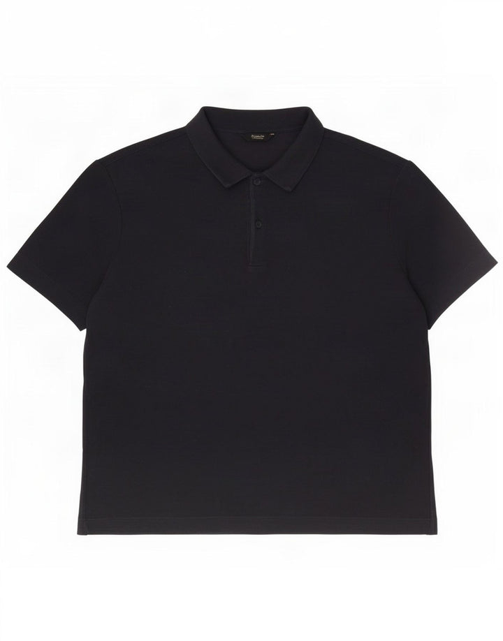 Camisa polo masculina Massimo Dutti XL azul marinho algodão
