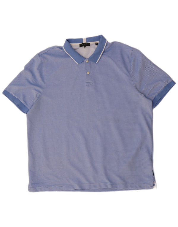 Ted Baker Mens Polo Shirt Size 6 2XL Blue Striped Polyester