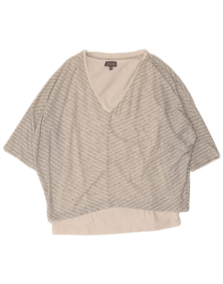 Blusa feminina FASE EIGHT com ajuste solto, 10 listras cinza pequenas, Reino Unido