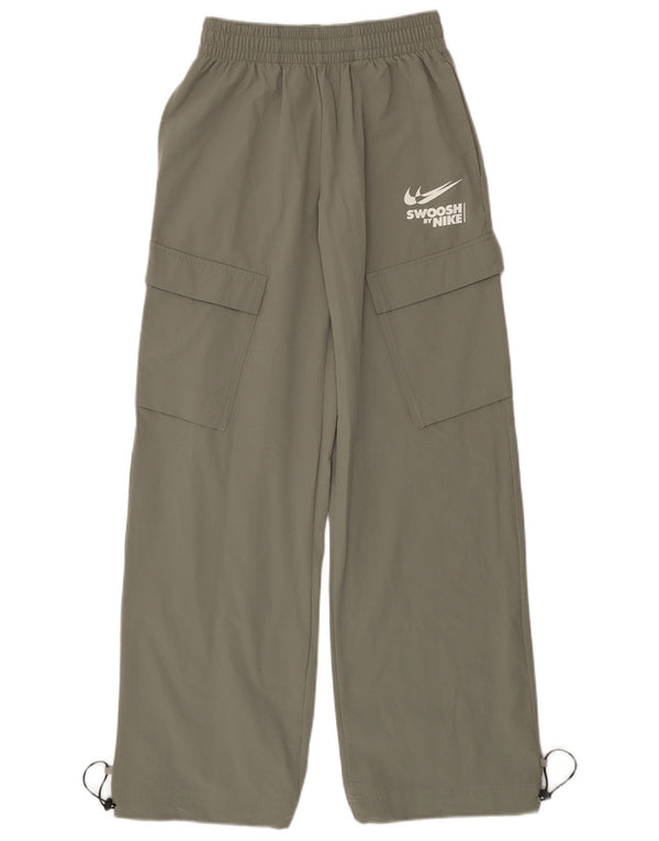 Nike Womens Swoosh Cargo Tracksuit Trousers UK 4 XS Khaki Nylon