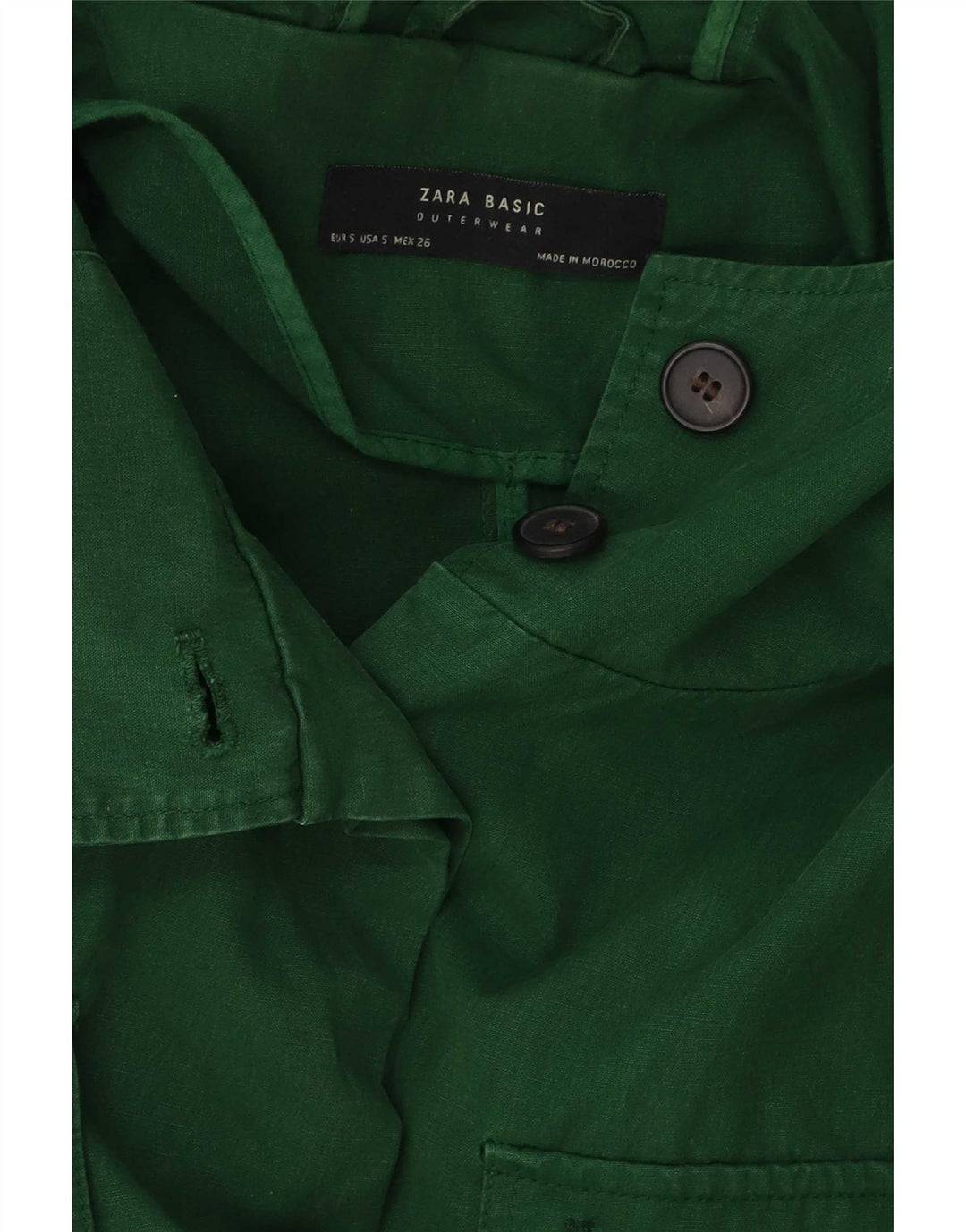 Zara Jaqueta bomber feminina com capuz grande tamanho UK 10 pequena verde