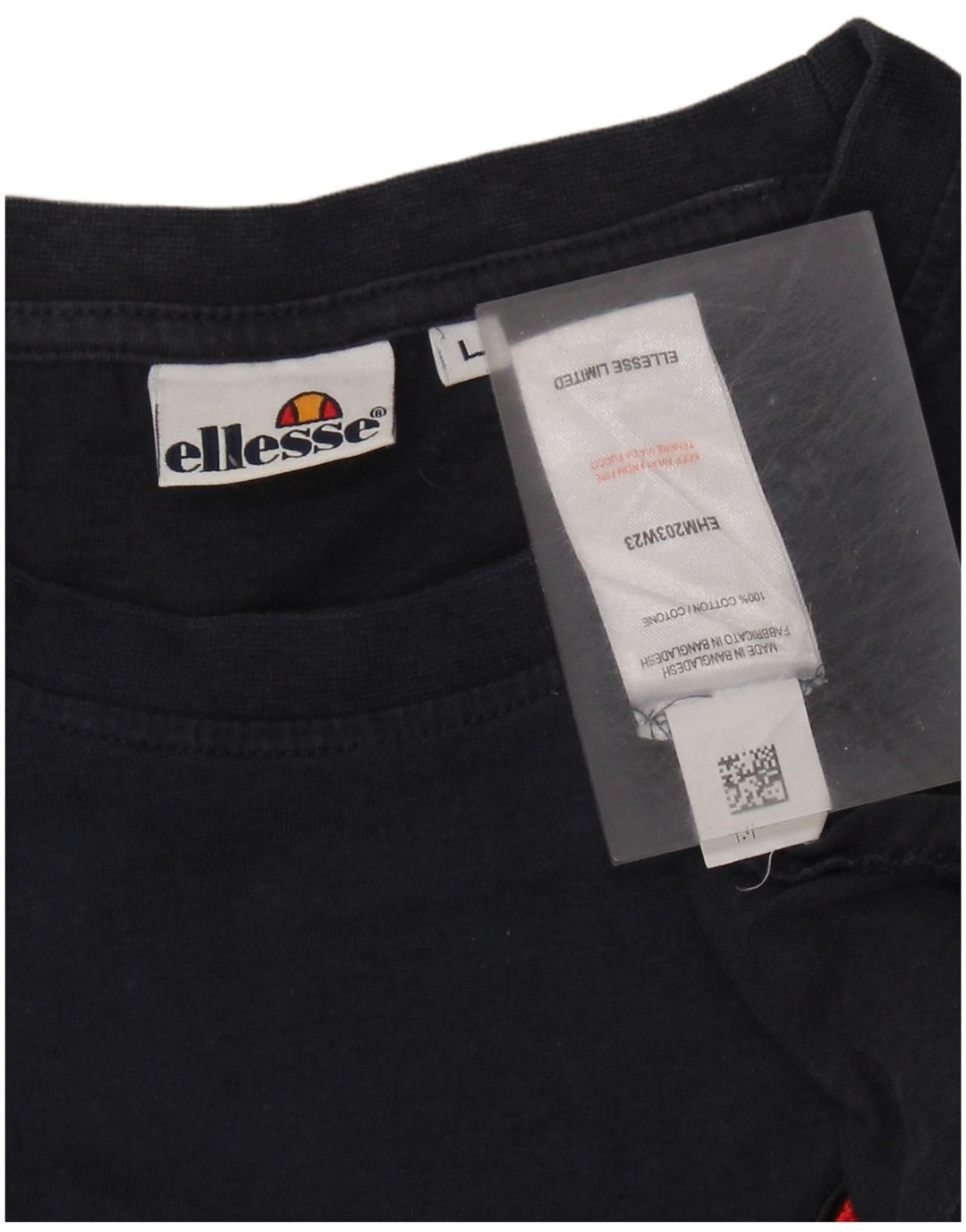 ELLESSE Top feminino de manga comprida UK 16 grande algodão listrado azul marinho