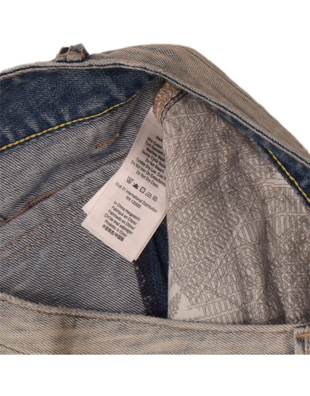 Shorts jeans feminino Dkny EUA 6 médio W32 algodão azul