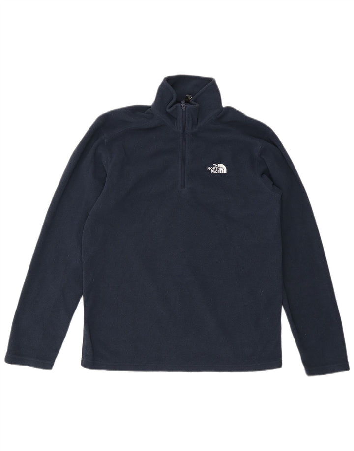 THE NORTH FACE Suéter masculino de lã com gola e zíper, pequeno, azul marinho, poliéster