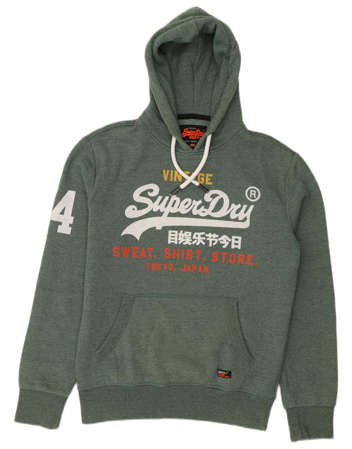 SUPERDRY moletom com capuz masculino gráfico médio algodão manchado verde