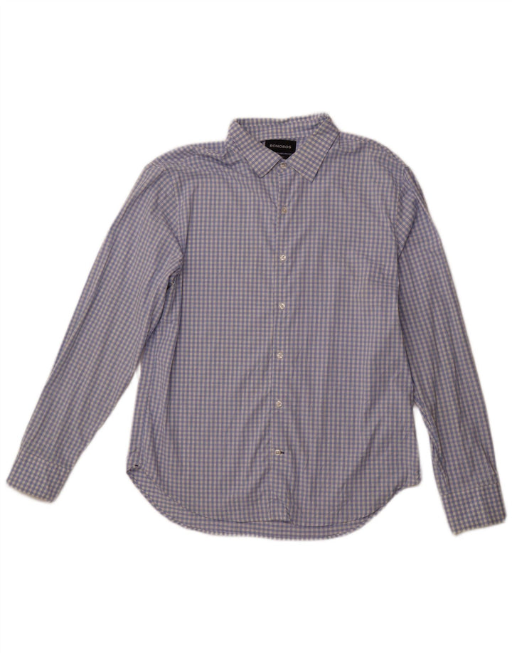 Camisa masculina de ajuste atlético BONOBOS grande azul guingão nylon