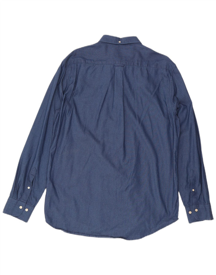 Camisa masculina Gant Regular Fit tamanho 41/42 16 1/2 grande azul marinho manchado