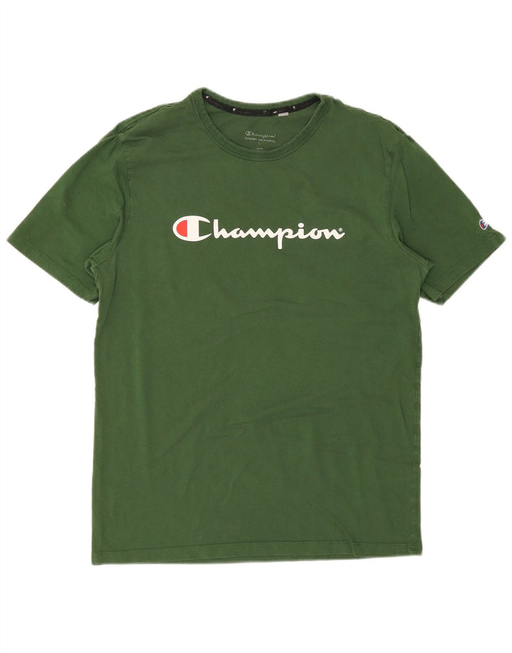 Camiseta masculina estampada Champion grande algodão verde