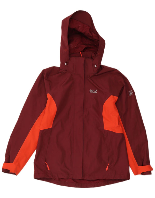 Jaqueta de chuva feminina Jack Wolfskin UK 10/12 médio Borgonha Colourblock