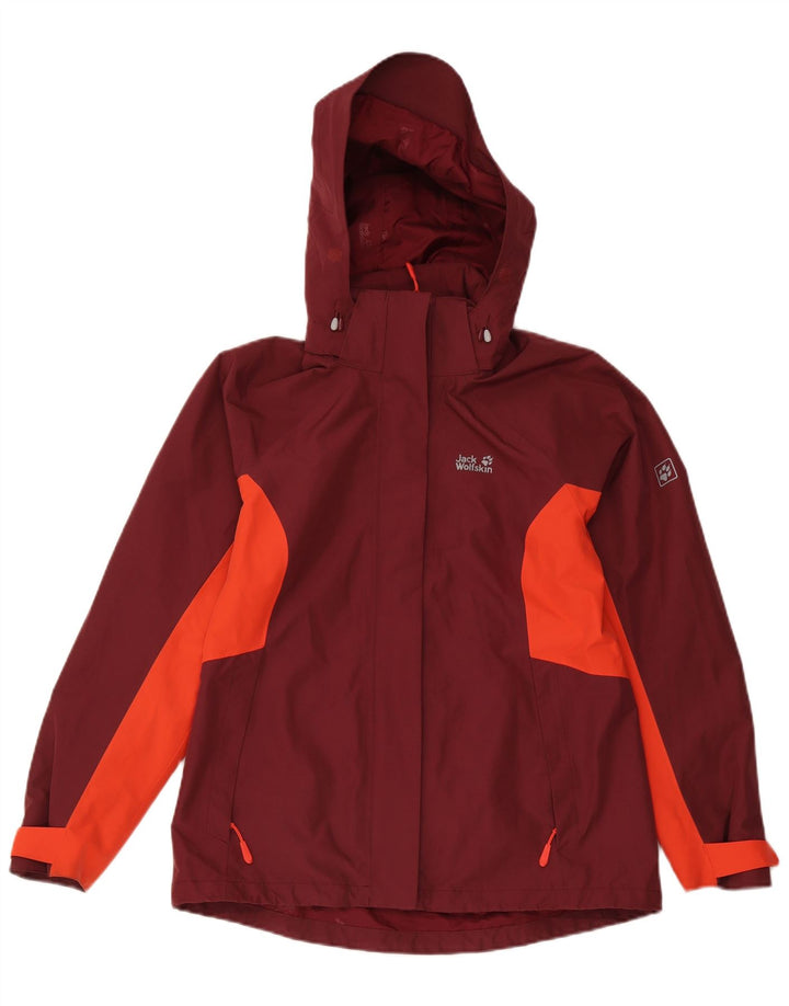 Jaqueta de chuva feminina Jack Wolfskin UK 10/12 médio Borgonha Colourblock