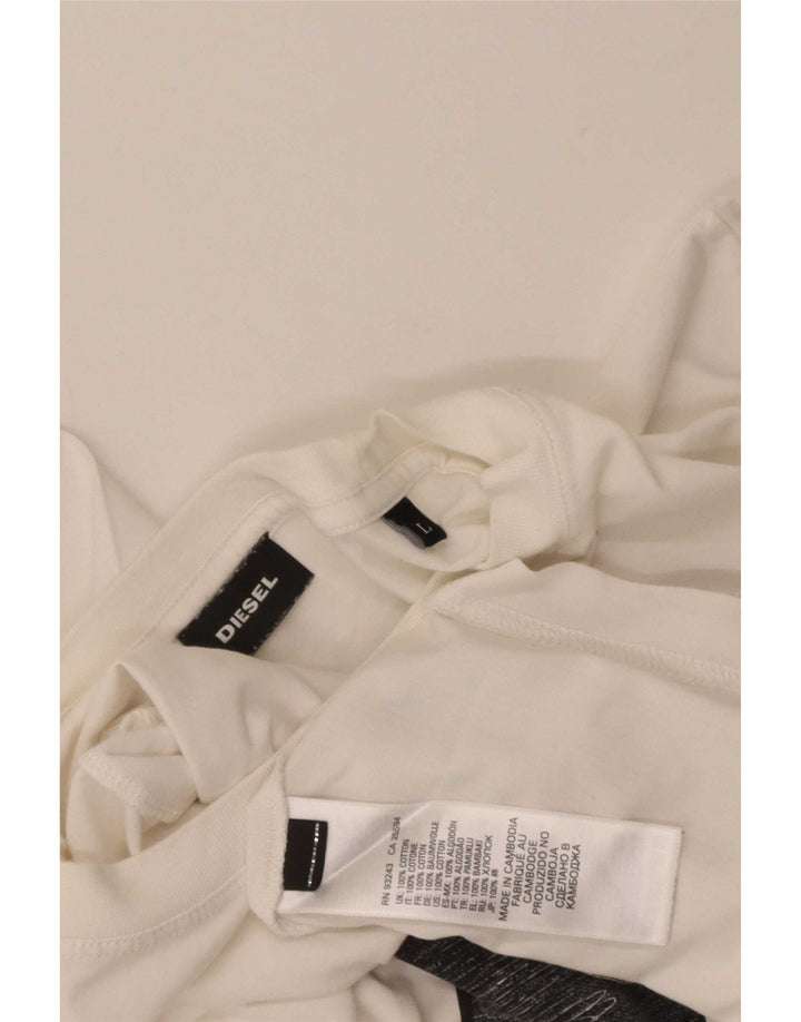 Diesel Camiseta masculina gráfica Top grande de algodão branco