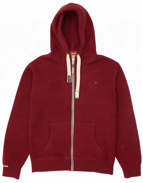 Suéter masculino Superdry com capuz e zíper 2XL Algodão manchado Borgonha