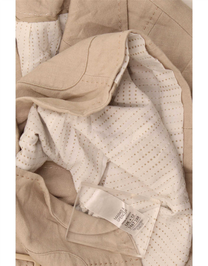 Jaqueta blazer feminina de 3 botões Marks & Spencer Reino Unido 12 linho bege médio