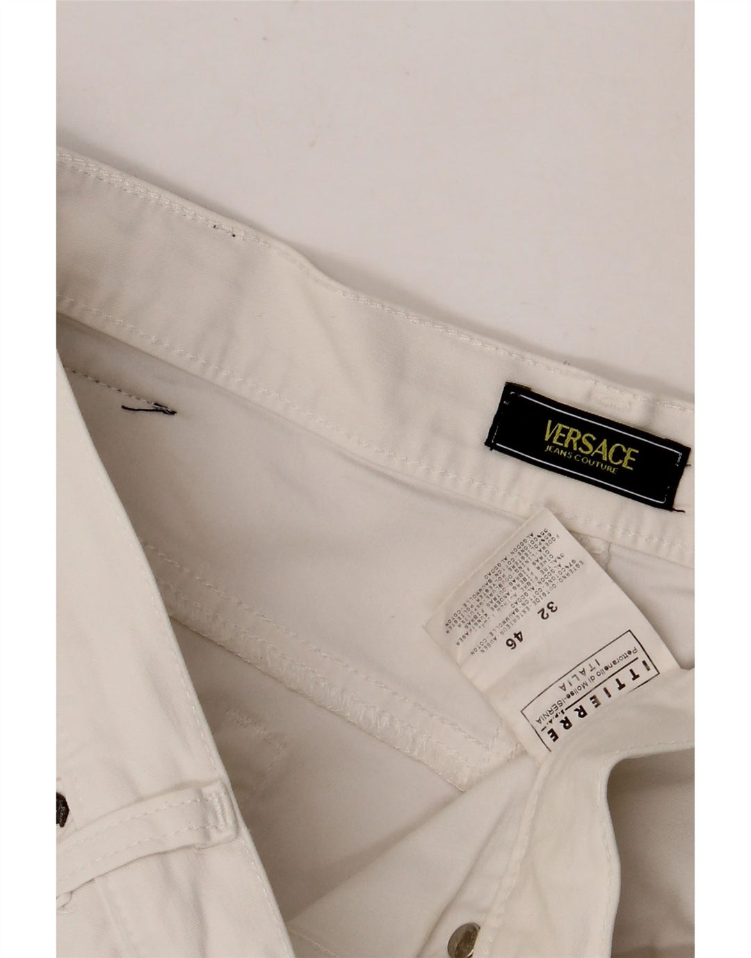 Jeans retos femininos Versace W32 L29 algodão branco