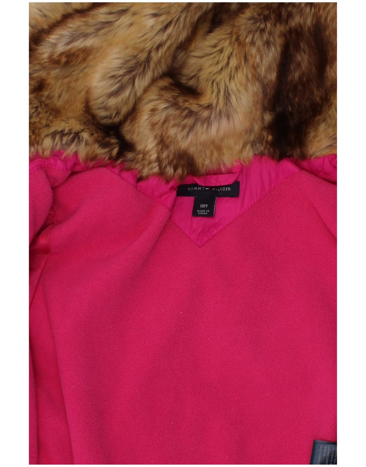 Jaqueta acolchoada com capuz para meninas TOMMY HILFIGER 12-18 meses rosa nylon