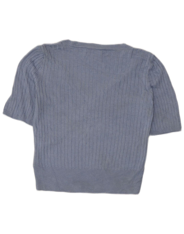 Blusa cropped feminina Marks & Spencer Reino Unido 12 viscose azul médio